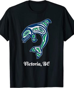 Blue Green Native American Victoria BC Orca Killer Whale T-Shirt