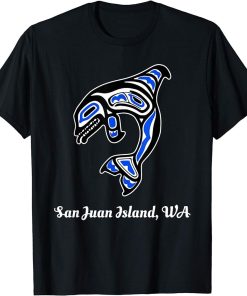 Blue Native American San Juan Island WA Orca Killer Whale T-Shirt