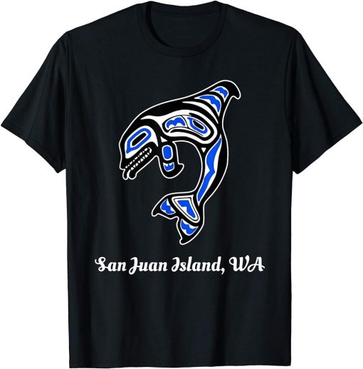 Blue Native American San Juan Island WA Orca Killer Whale T-Shirt