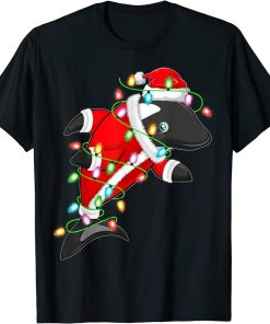 Orca Lover Xmas Lighting Santa Orca Christmas T-Shirt