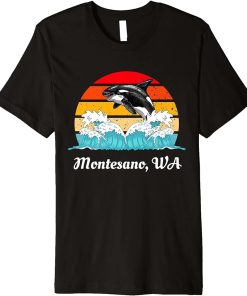 Vintage Montesano WA Distressed Orca Killer Whale Art Premium T-Shirt