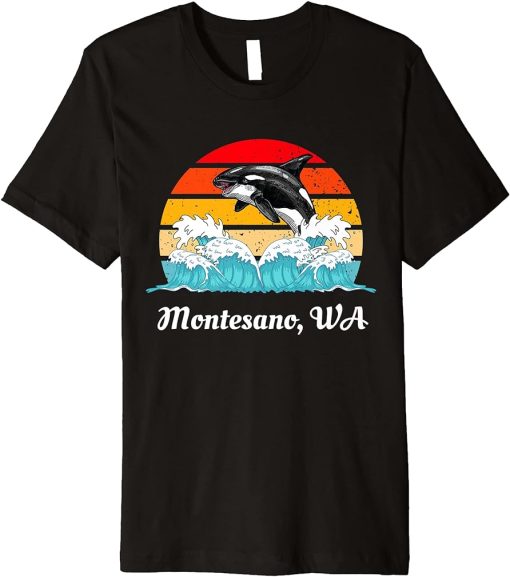 Vintage Montesano WA Distressed Orca Killer Whale Art Premium T-Shirt