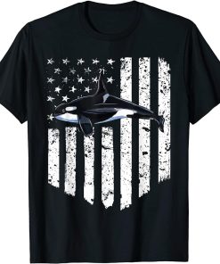 White American Flag Orca Killer Whale 4th Of July T-Shirt