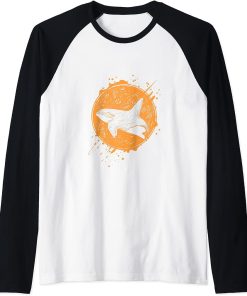 Retro Killer Whale Raglan Baseball Tee